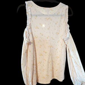 Lauren Conrad Women’s Cold Shoulder Floral Blouse Size Large